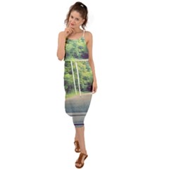 Photo Vue Sur Forêt  Waist Tie Cover Up Chiffon Dress