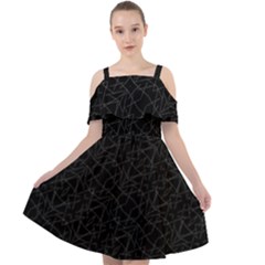 Pattern Abstrait Blanc/noir Cut Out Shoulders Chiffon Dress