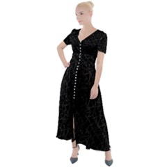 Pattern Abstrait Blanc/noir Button Up Short Sleeve Maxi Dress