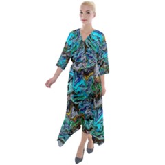 Ab 138 Quarter Sleeve Wrap Front Maxi Dress