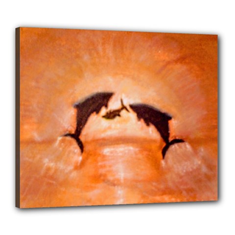 Dancing Dolphins Canvas 24  X 20  (stretched) by StarvingArtisan