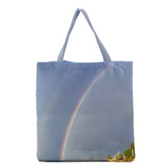 Double Rainbow On The Ocean In Puerto Rico Grocery Tote Bag by StarvingArtisan