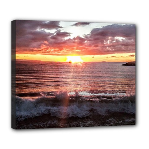 Sunset On The Ocean In Puerto Rico Deluxe Canvas 24  X 20  (stretched) by StarvingArtisan