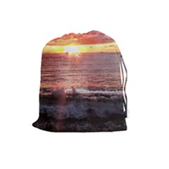 Sunset On The Ocean In Puerto Rico Drawstring Pouch (large) by StarvingArtisan