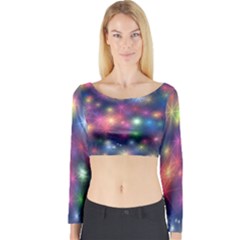 Abstract Background Graphic Space Long Sleeve Crop Top by Bajindul