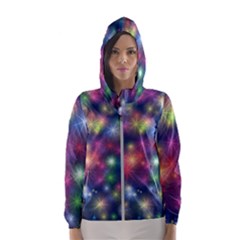 Abstract Background Graphic Space Women s Hooded Windbreaker