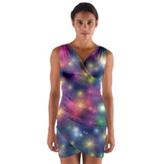 Abstract Background Graphic Space Wrap Front Bodycon Dress by Bajindul