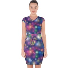 Abstract Background Graphic Space Capsleeve Drawstring Dress  by Bajindul