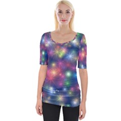 Abstract Background Graphic Space Wide Neckline Tee