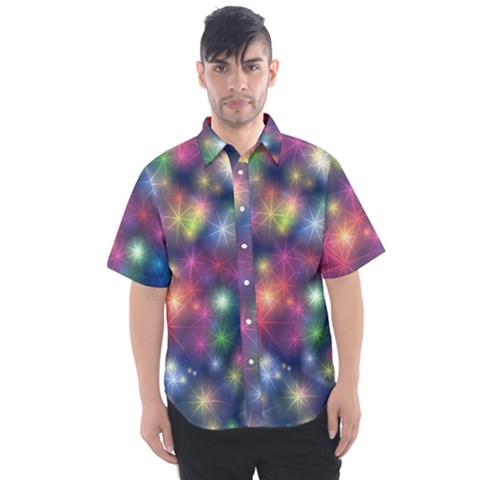 Abstract Background Graphic Space Men s Short Sleeve Shirt by Bajindul