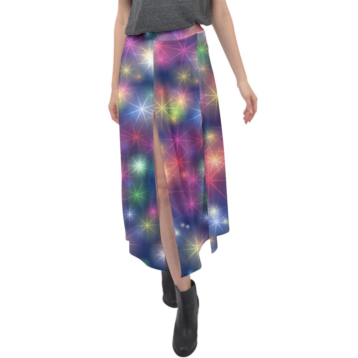 Abstract Background Graphic Space Velour Split Maxi Skirt