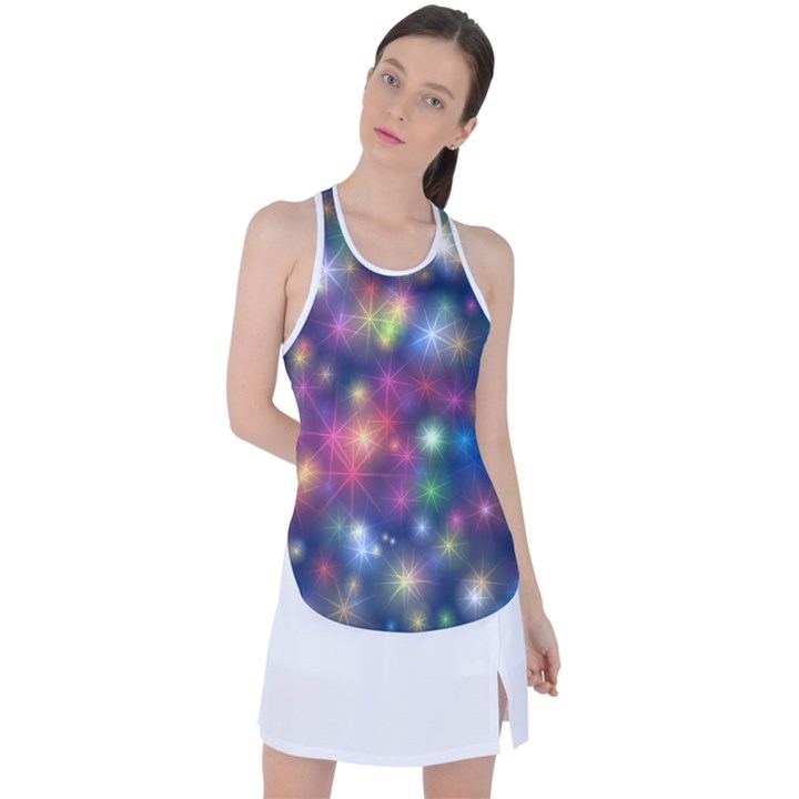 Abstract Background Graphic Space Racer Back Mesh Tank Top