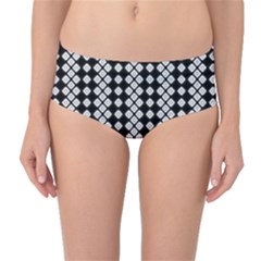 White Plaid Texture Mid-waist Bikini Bottoms