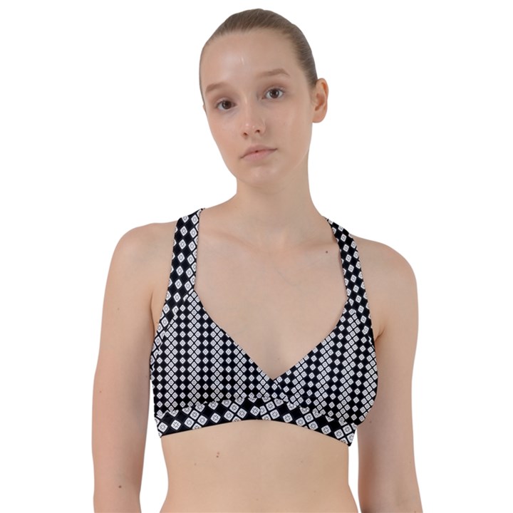 White Plaid Texture Sweetheart Sports Bra