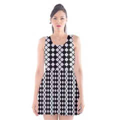 White Plaid Texture Scoop Neck Skater Dress by Mariart