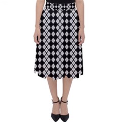 White Plaid Texture Classic Midi Skirt