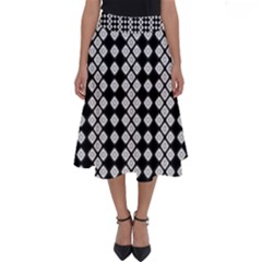 White Plaid Texture Perfect Length Midi Skirt