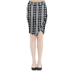 White Plaid Texture Midi Wrap Pencil Skirt