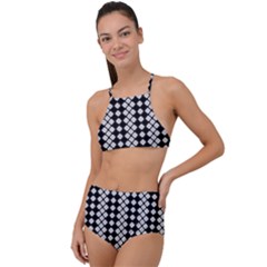 White Plaid Texture High Waist Tankini Set by Mariart