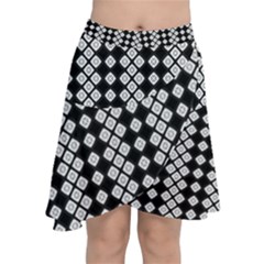 White Plaid Texture Chiffon Wrap Front Skirt