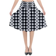 White Plaid Texture Flared Midi Skirt