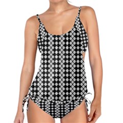 White Plaid Texture Tankini Set