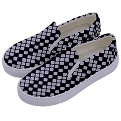 White Plaid Texture Kids  Canvas Slip Ons by Mariart