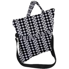 White Plaid Texture Fold Over Handle Tote Bag