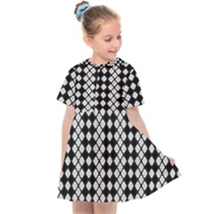 White Plaid Texture Kids  Sailor Dress