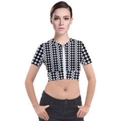 White Plaid Texture Short Sleeve Cropped Jacket