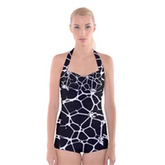 Neurons Braid Network Wattle Yarn Boyleg Halter Swimsuit  by HermanTelo