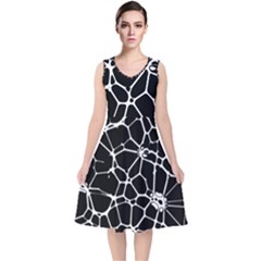 Neurons Braid Network Wattle Yarn V-neck Midi Sleeveless Dress  by HermanTelo