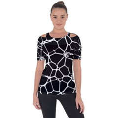 Neurons Braid Network Wattle Yarn Shoulder Cut Out Short Sleeve Top by HermanTelo