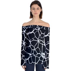 Neurons Braid Network Wattle Yarn Off Shoulder Long Sleeve Top