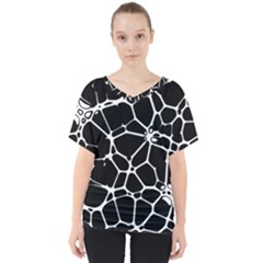 Neurons Braid Network Wattle Yarn V-neck Dolman Drape Top by HermanTelo