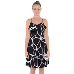 Neurons Braid Network Wattle Yarn Ruffle Detail Chiffon Dress