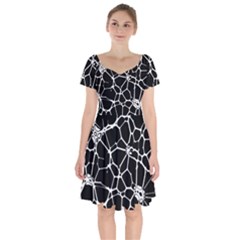 Neurons Braid Network Wattle Yarn Short Sleeve Bardot Dress