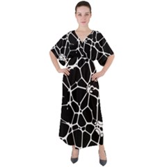 Neurons Braid Network Wattle Yarn V-neck Boho Style Maxi Dress by HermanTelo