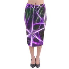 Neurons Brain Cells Imitation Velvet Midi Pencil Skirt