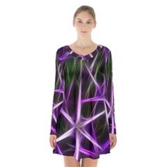 Neurons Brain Cells Imitation Long Sleeve Velvet V-neck Dress