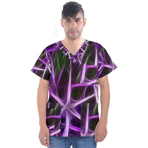 Neurons Brain Cells Imitation Men s V-neck Scrub Top by HermanTelo