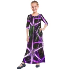 Neurons Brain Cells Imitation Kids  Quarter Sleeve Maxi Dress