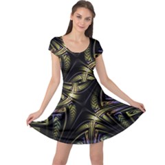 Fractal Texture Pattern Cap Sleeve Dress