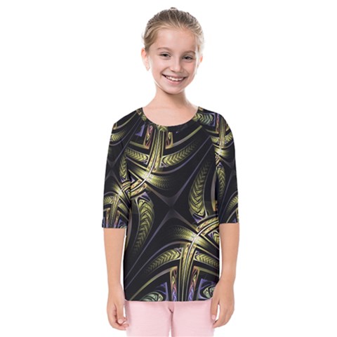 Fractal Texture Pattern Kids  Quarter Sleeve Raglan Tee by HermanTelo