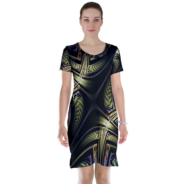 Fractal Texture Pattern Short Sleeve Nightdress