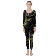 Fractal Texture Pattern Long Sleeve Catsuit