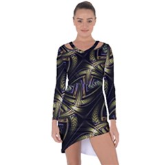 Fractal Texture Pattern Asymmetric Cut-out Shift Dress