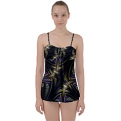 Fractal Texture Pattern Babydoll Tankini Set