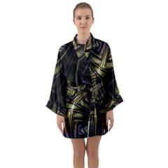 Fractal Texture Pattern Long Sleeve Satin Kimono