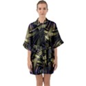 Fractal Texture Pattern Half Sleeve Satin Kimono  View1